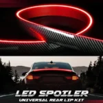 Universal LED Spoiler Rear Spoiler Lip Kit (3.9ft) for Car Trunk, Exterior Accessories, Brake Light, Carbon Fiber Finish, Trunk Spoiler, Universal Fit for Roof, Wing and Easy Installation